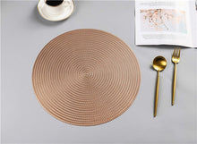 Load image into Gallery viewer, 6pcs Restaurant round environmental friendly PVC meal mat Nordic anti-hot table mat steak plate pad placemat for dining table
