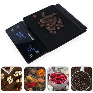 3kg Digital Electronic Kitchen Jewelry Scale Coffee Drip Scale LED Display Time Coffee Scale Kitchen Accessories Tool