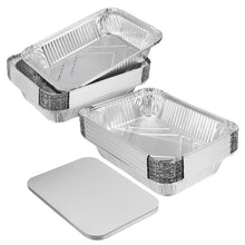 Load image into Gallery viewer, 20pcs Disposable Barbecue Dish BBQ Drip Pan Tray With Lid Aluminum Foil Tin Liners Food Boxes For Grease Catch Pans  Liner Trays
