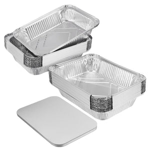20pcs Disposable Barbecue Dish BBQ Drip Pan Tray With Lid Aluminum Foil Tin Liners Food Boxes For Grease Catch Pans  Liner Trays