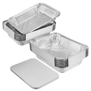 20pcs Disposable Barbecue Dish BBQ Drip Pan Tray With Lid Aluminum Foil Tin Liners Food Boxes For Grease Catch Pans  Liner Trays