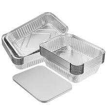 Load image into Gallery viewer, 20pcs Disposable Barbecue Dish BBQ Drip Pan Tray With Lid Aluminum Foil Tin Liners Food Boxes For Grease Catch Pans  Liner Trays

